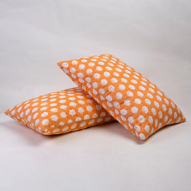 Orange Pure Cotton Kantha Quilted Pillow Cover
