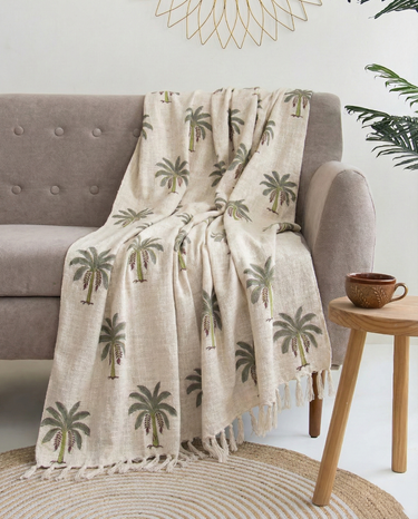 Palm Print Sofa Throw Blanket For Decor