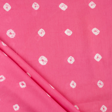 Pink Bandhani Print Cotton Fabric Dress Material