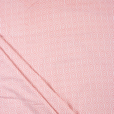 Pink Geometric Hand Block Printed Dress Making Cotton Fabric