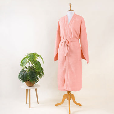 Pink Waffle Cotton Bathrobe