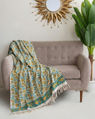Premium Block Printed Sofa Throw Blanket