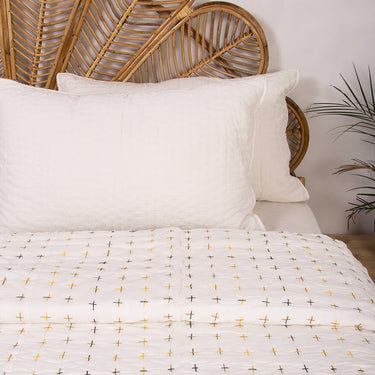 Premium Handmade Organic Solid Kantha Blanket