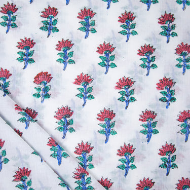 Premium Soft Floral Hand Block Printed Cotton Fabric