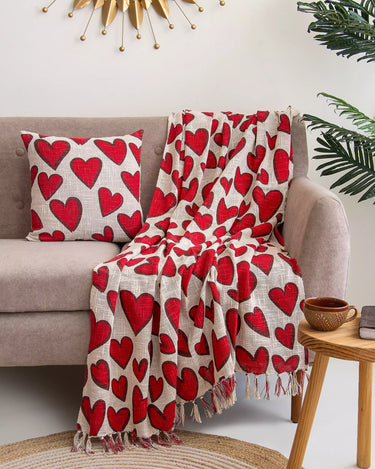 Printed Red Cotton Cushion Cover with Sofa Throw Useful Gifts