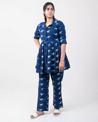 Printed Shirt with Pyjama Cotton Cord Set For Women's