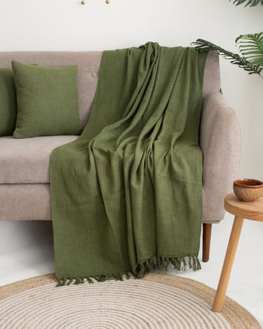 Pure Cotton Sofa Throw with Two Cushion Covers - Gift Items for New Home