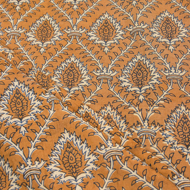 Premium Yellow Floral Dabu Print Cotton Fabric For Dress Online