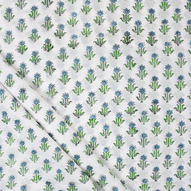 Green Floral Jaipur Block Print Fabric
