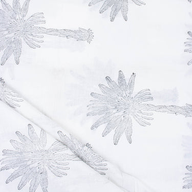 Grey Palm Tree Handmade Block Print Fabric Online