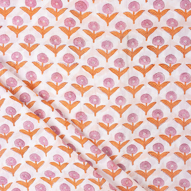 Booti Floral Natural Dye Block Cotton Running Fabric