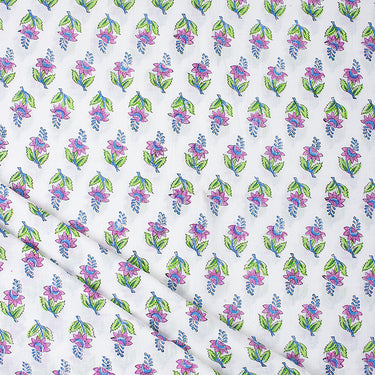 Jaipur Fabric Hand Block Green Floral Printed Pure Cotton Online