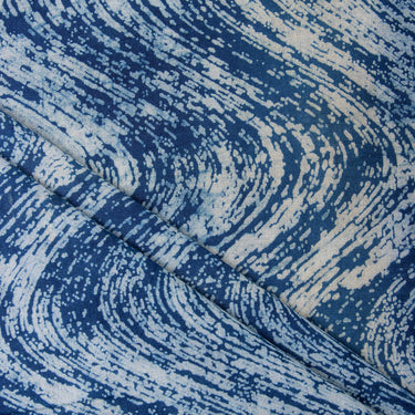Indigo blue Abstract Print Pure Cotton Indigo Fabric For Dress