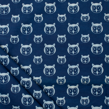 Hand Block Owl Print Cotton Fabric