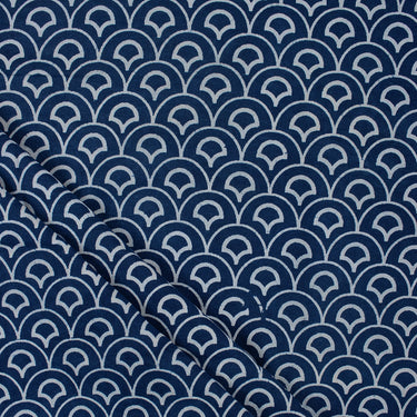 Pure Indigo Floral Cotton Block Print Fabric