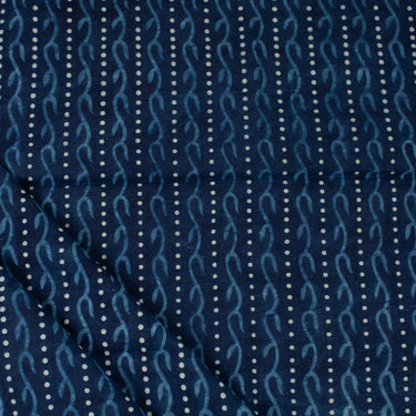Buy Stripe Printed Hand Block Cotton Indigo Fabric | DMAASA