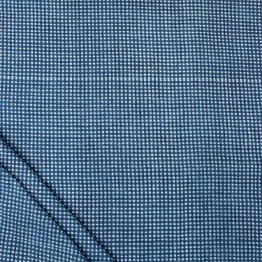 Blue Checks Hand Block Indigo Print Fabric for Men | DMAASA