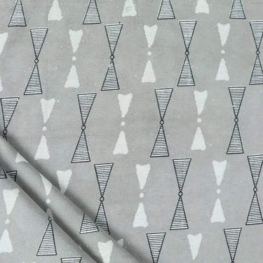 Geometrical Block Printed Voile Cotton Fabric For Kurti Online