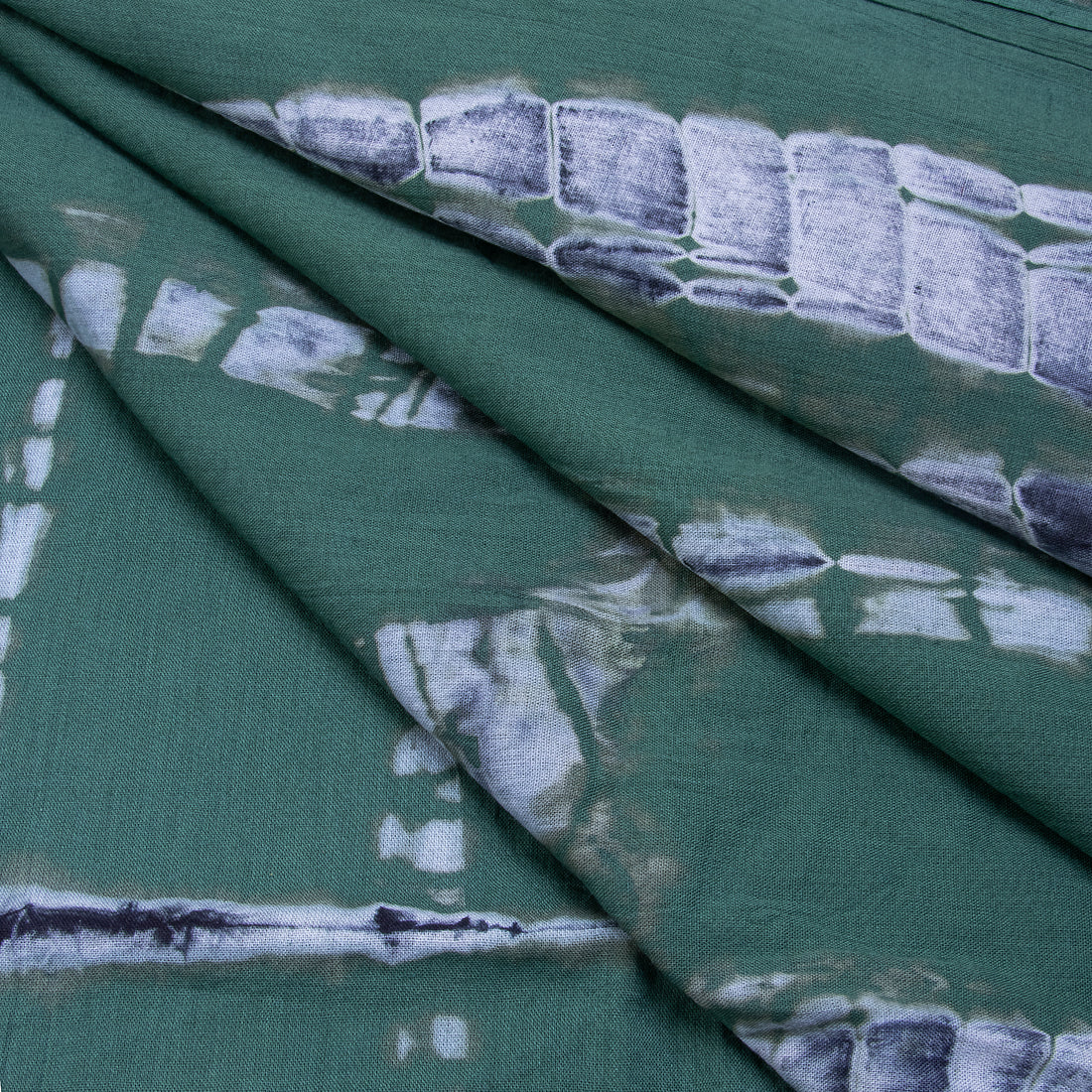 Premium Green Shibori Cotton Tie And Dye Fabric Online