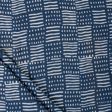 Handmade Indigo Blue Abstract Cotton Canvas Fabric