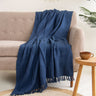Blue Cotton Solid Blanket Throws Online