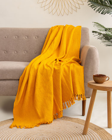 Premium Soft Orange Solid Throw Cotton