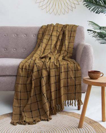 Black Stripes Pure Cotton Throw Blanket For Couch