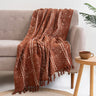 Brown Abstract Block Print Throw Blankets for Couch Decor