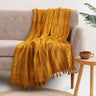 Mustard Hand Block Print Sofa Throw Blanket