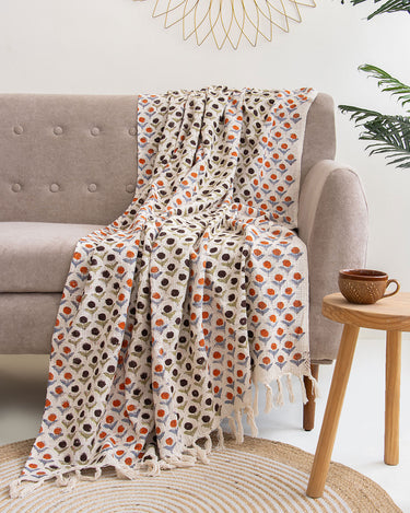 Multicolor Floral Printed Cotton Sofa Throw Blanket Online