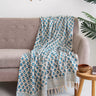 Blue Hand Block Floral Print Cotton Throws For Sofas
