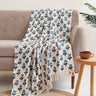 Blue Floral Hand Block Print Couch Throw Blanket Online