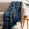 Blue Block Sun Flower Print Pure Cotton Throw Sofa Blanket