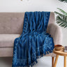 Blue Hand Block Stripes Print Cotton Handmade Sofa Throw