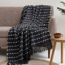 Soft Black Cotton Woven Blanket Throw