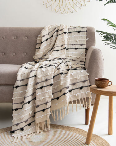 Cream Soft Cotton Throw Woven Handloom