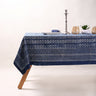 Indigo Blue Leaf Printed Soft Modern Dining Table Cover Online