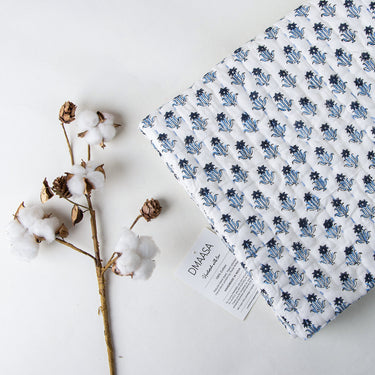 Cotton Baby Blankets Sky Blue Floral Printed Soft Mulmul
