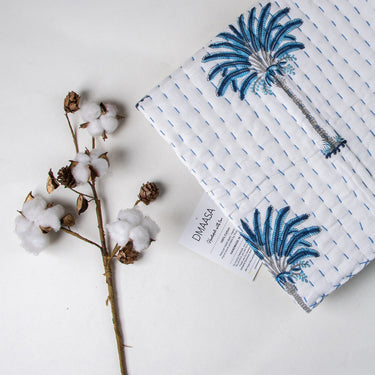 Blue Palm Tree Print Soft Baby Blankets