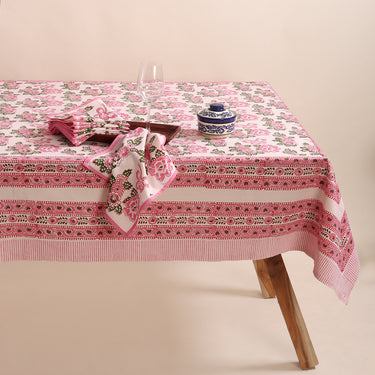 Block Pink Floral Print Cotton Dining Table Ke Cover Online