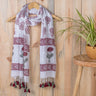 Red Floral Handmade Block Print Ladies Linen Stole