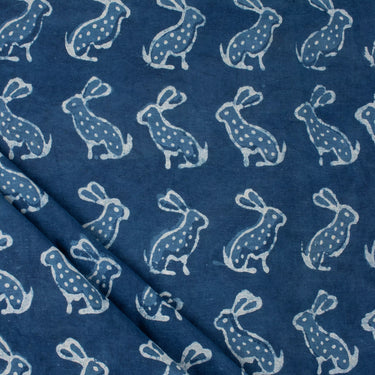 Shoft Cotton Indigo Blue Hand Block Printed Fabric
