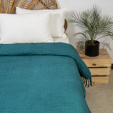 Solid Cotton Blanket Kantha Quilt