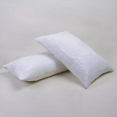 Solid White Quilted Cotton Machine Pillow Cover