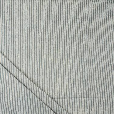 Stripe Pure Cotton Kashish Dabu Hand Block Printed Fabric for Clothes