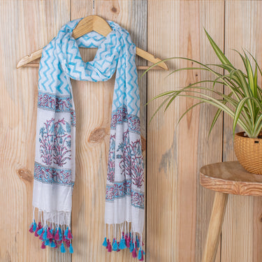 Stylish Handmade Block Print Linen Stole For Women