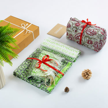 Gifts Sets For Women Soft Cotton Unstitched Suit Set with Toiletry Bag