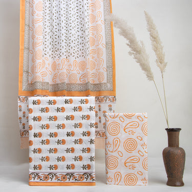 Hand Block floral Print Unstitched Suit Material Online