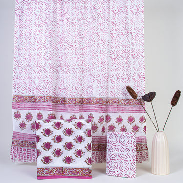 Maroon Floral Block Printed Unstitched Suits Cotton With Cotton Dupatta