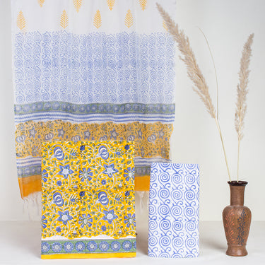 Hand Block Print Cotton Suit With Kota Doria Dupatta Online